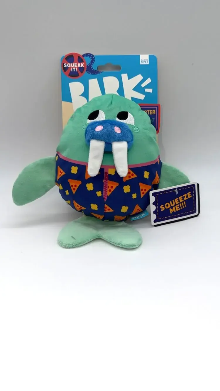 BARK BarkBox Paul Russ Walrus Dog Toy Barkbuster Movie Night Squeaky Plush NWT